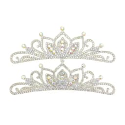 13*4CM Princess Rhinestone White Crown Applique For Craft Wedding Clothing Decor Patch DIY Headwear Hair Clip Accessories