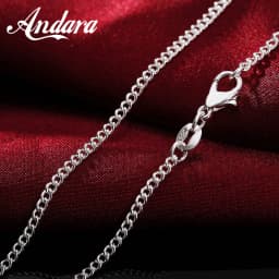 5pcs 925 Sterling Silver Necklace 2MM Sideways Silver Chain DIY With Chain Clavicle Chain 16''18''20''22''24