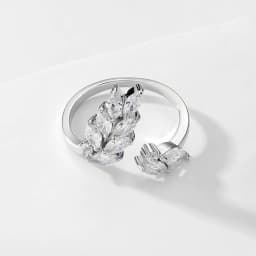 ZAKOL Fashion Wedding Ring for Women Leaf Shape Clear Cubic Zirconia Rings Party Jewelry Wholesale