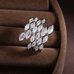 ZAKOL Fashion Wedding Ring for Women Leaf Shape Clear Cubic Zirconia Rings Party Jewelry Wholesale