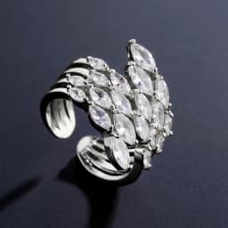 ZAKOL Fashion Wedding Ring for Women Leaf Shape Clear Cubic Zirconia Rings Party Jewelry Wholesale