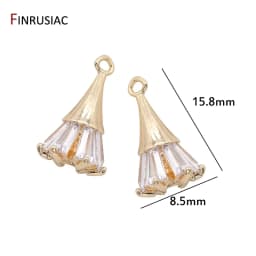 Supplies Of Jewellery 14K gold-plated copper metal inlaid zircon Flowers Pendant For Earrings Necklaces Findings Components