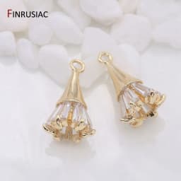 Supplies Of Jewellery 14K gold-plated copper metal inlaid zircon Flowers Pendant For Earrings Necklaces Findings Components
