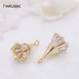 Supplies Of Jewellery 14K gold-plated copper metal inlaid zircon Flowers Pendant For Earrings Necklaces Findings Components