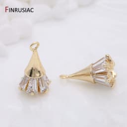 Supplies Of Jewellery 14K gold-plated copper metal inlaid zircon Flowers Pendant For Earrings Necklaces Findings Components
