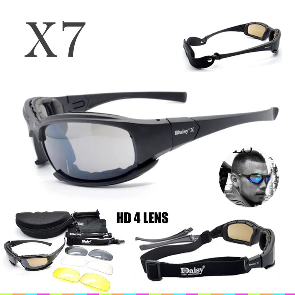 Daisy X7 polarized Sunglasses Tactical Goggles Men Polarized C5 Glasses Kit War Game Shooting Goggles Outdoor Cycling Gafas