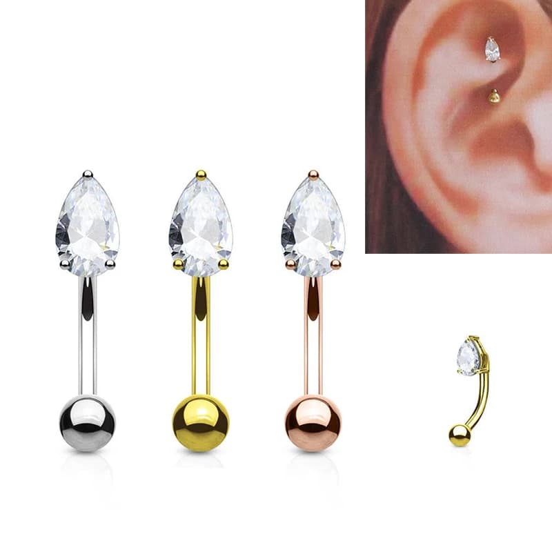 16G 316L Surgical Steel Water Drop Ear Cartilage Tragus Helix Piercing Stud Earrings Eyebrow Wholesale Body Jewelry