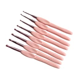 Aluminum Ergonomic Crochet Needles Set, Soft Rubber Grip, Cushioned, 2.0-6.0mm, 8Pcs