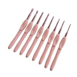 Aluminum Ergonomic Crochet Needles Set, Soft Rubber Grip, Cushioned, 2.0-6.0mm, 8Pcs
