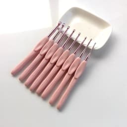 Aluminum Ergonomic Crochet Needles Set, Soft Rubber Grip, Cushioned, 2.0-6.0mm, 8Pcs