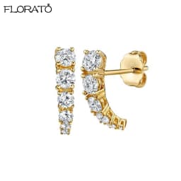 Exquisite Crystal Curved Stud Earrings 925 Sterling Silver Ear Needle Korean Fashion Women's Earrings Simple Birthday Gifts