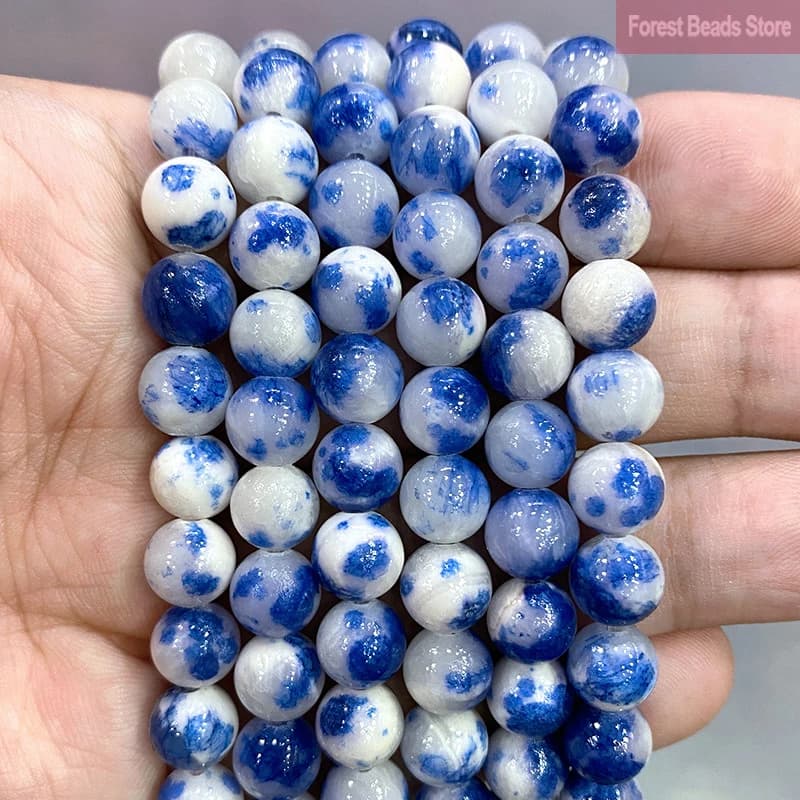 Natural Blue Persian Jades Round Spacer Beads for Jewelry Making Natural Stone DIY Handmade Necklace Bracelets 15'' 6/8/10/12mm