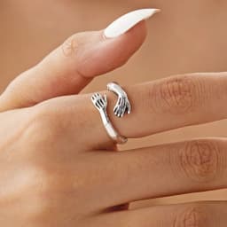 New Romantic Love Hug Carved Hand Rings Creative Love Forever Opening Finger Adjustable Hand Ring For Women Men Fashion Jewelry
