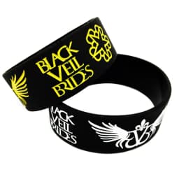 1 PC Black Veil Brides With Angel Wings Silicone Wristband 1 Inch Wide Adult Size