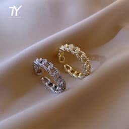 2025 New Luxury Zircon Twist Design Gold Silvery Colour Ring For Woman Fashion Korean Jewelry Wedding Party Unusual Finger Rings