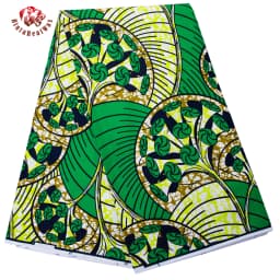 Bintarealwax Wholesale Africa Farbic 2025 Ankara Polyester Sewing Fabric Light Color Material for Women Party Dress FP6390