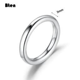 Bten 3mm Thin Rings Female Jewelry Man Black Silver Color Gold Color Stainless Steel Elegant Party Tail Smooth Ring for Women