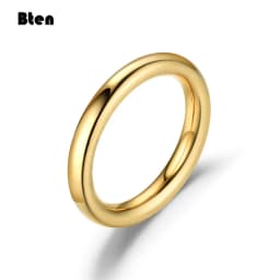 Bten 3mm Thin Rings Female Jewelry Man Black Silver Color Gold Color Stainless Steel Elegant Party Tail Smooth Ring for Women