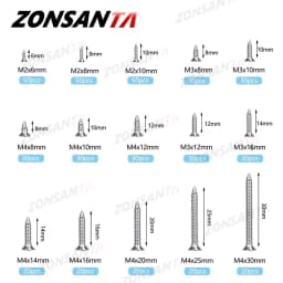 ZONSANTA M2 M3 M4 Self Tapping Screw Cross Countersunk Head Wood Screw Set 304 Stainless Steel Phillips Flat Head Screws DIY