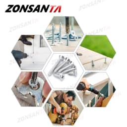 ZONSANTA M2 M3 M4 Self Tapping Screw Cross Countersunk Head Wood Screw Set 304 Stainless Steel Phillips Flat Head Screws DIY