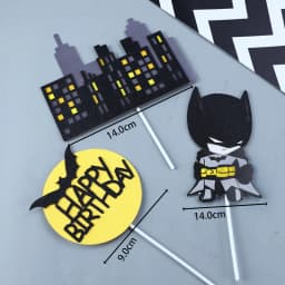 Cartoon Bat Happy Birthday Cupcake Topper Set Super Hero Birthday Cake Topper for Kids Birthday Party Cake Decorations Supplies