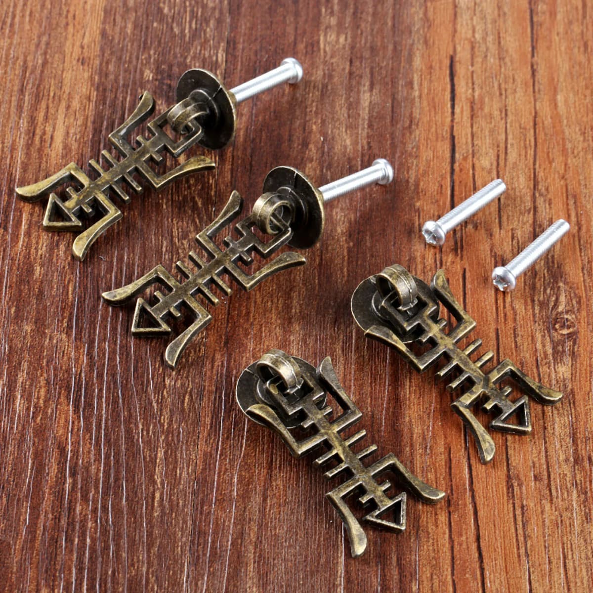 4pcs 45*25mm Vintage Pull Knobs Chinese Cabinet Pull Antique Bronze Wood Box Case Handle Jewelry Box Knob Drawer Pull