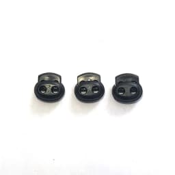100Pcs Black Twin Hole Plastic Stopper Cord Locks Bean Drawstring Toggle Clip Apparel Shoelace Spring Button Size 4mm 5mm