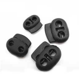 100Pcs Black Twin Hole Plastic Stopper Cord Locks Bean Drawstring Toggle Clip Apparel Shoelace Spring Button Size 4mm 5mm
