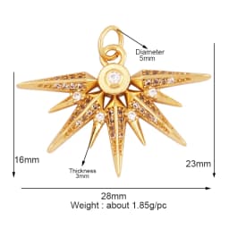 Dandelion Earth Star Heart Hand Cubic Zirconia CZ Paved Charm, 18K Real Gold Plated Colour , Craft Jewelry Supplies L87