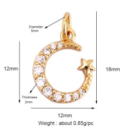 Dandelion Earth Star Heart Hand Cubic Zirconia CZ Paved Charm, 18K Real Gold Plated Colour , Craft Jewelry Supplies L87