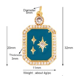 Dandelion Earth Star Heart Hand Cubic Zirconia CZ Paved Charm, 18K Real Gold Plated Colour , Craft Jewelry Supplies L87
