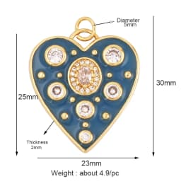 Dandelion Earth Star Heart Hand Cubic Zirconia CZ Paved Charm, 18K Real Gold Plated Colour , Craft Jewelry Supplies L87