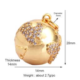 Dandelion Earth Star Heart Hand Cubic Zirconia CZ Paved Charm, 18K Real Gold Plated Colour , Craft Jewelry Supplies L87