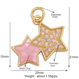 Dandelion Earth Star Heart Hand Cubic Zirconia CZ Paved Charm, 18K Real Gold Plated Colour , Craft Jewelry Supplies L87