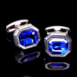 Summer new high quality brass hand inlaid Blue Crystal zircon Cufflinks classic style men's jewelry gifts