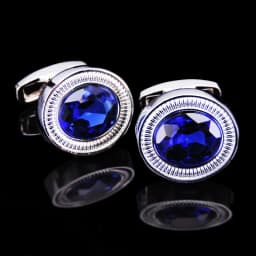 Summer new high quality brass hand inlaid Blue Crystal zircon Cufflinks classic style men's jewelry gifts