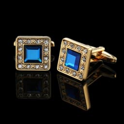 Summer new high quality brass hand inlaid Blue Crystal zircon Cufflinks classic style men's jewelry gifts
