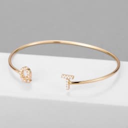 Qitian Custom Letter Bracelet Pave Initial Personalized Bangles For Women Unique Cuff Bracelets Crystal Bangle Jewelry Kpop Gift