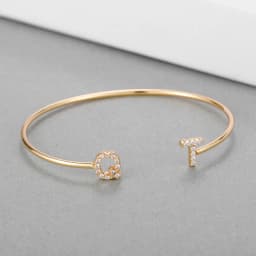 Qitian Custom Letter Bracelet Pave Initial Personalized Bangles For Women Unique Cuff Bracelets Crystal Bangle Jewelry Kpop Gift