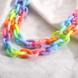 Stylish Acrylic Necklace, Plastic Opaque Rainbow Candy Colored Thick Chain Collar Suitable for Women's Punk Party Jewelry