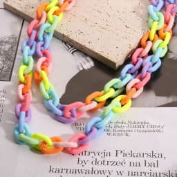 Stylish Acrylic Necklace, Plastic Opaque Rainbow Candy Colored Thick Chain Collar Suitable for Women's Punk Party Jewelry