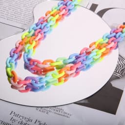Stylish Acrylic Necklace, Plastic Opaque Rainbow Candy Colored Thick Chain Collar Suitable for Women's Punk Party Jewelry
