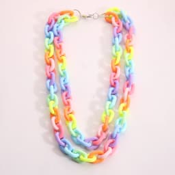 Stylish Acrylic Necklace, Plastic Opaque Rainbow Candy Colored Thick Chain Collar Suitable for Women's Punk Party Jewelry