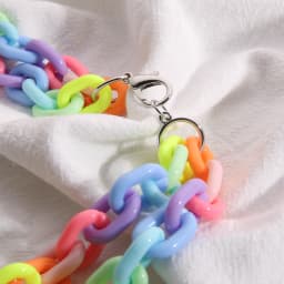 Stylish Acrylic Necklace, Plastic Opaque Rainbow Candy Colored Thick Chain Collar Suitable for Women's Punk Party Jewelry