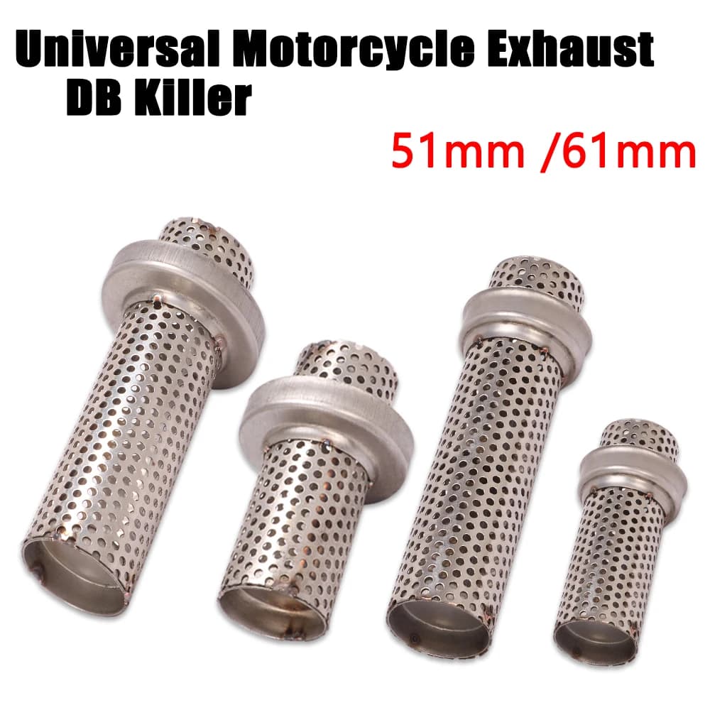 51mm / 61mm Universal Motorcycle Exhaust Silencer Delete Noise Sound Eliminator Reduce Noise Muffler Removable DB Killer