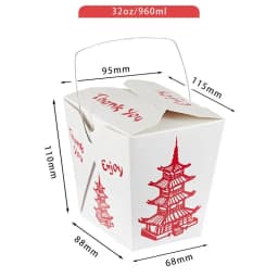 15/25/50 Pcs Pagoda Wire Handle Chinese Takeout Food Containers Disposable Noodle Boxes Meal Prep