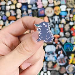 Kawaii Blue Fire Breathing Dinosaur Enamel Pin Cute Cartoon Dragon Brooch Kids Gift