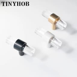 Various Sizes Transparent Acrylic+brass Drawer Knobs White T bar Handle Bathroom Pulls Kitchen Cabinet Door Handle Pull