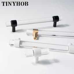 Various Sizes Transparent Acrylic+brass Drawer Knobs White T bar Handle Bathroom Pulls Kitchen Cabinet Door Handle Pull