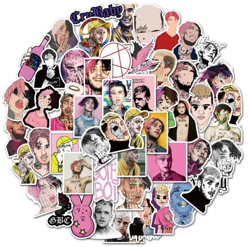 10/30/50pcs American Rapper Lil Peep Graffiti Waterproof Skateboard Travel Suitcase Phone Laptop Luggage Stickers Diy Kids Girl